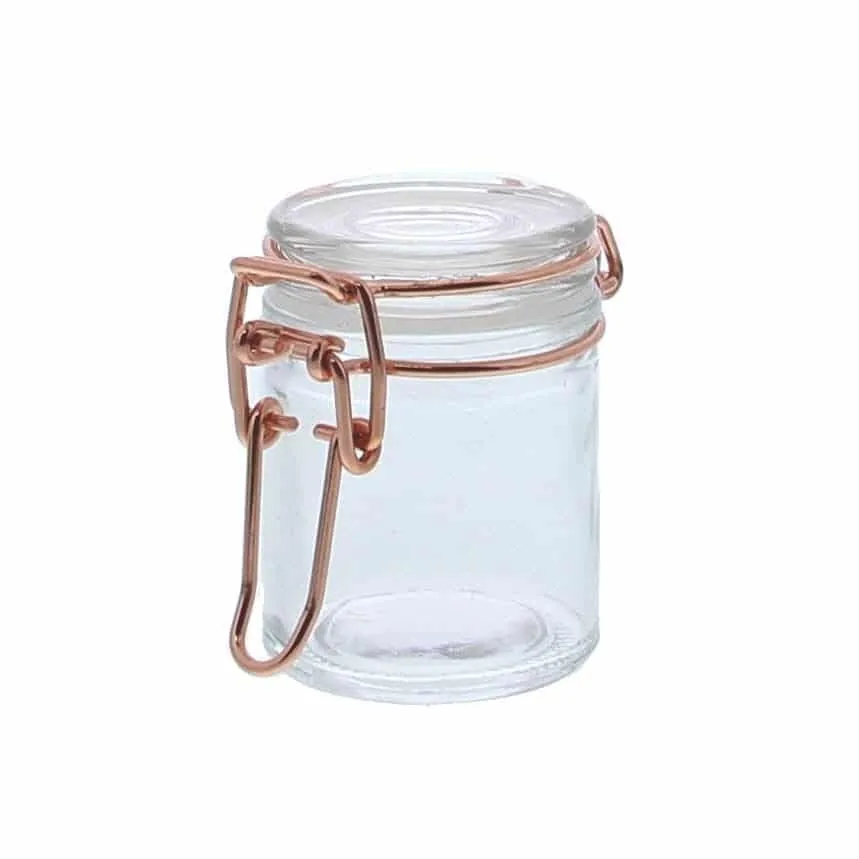 Bocal à dragées en verre avec fermeture métallique – Rose Gold – Image 3