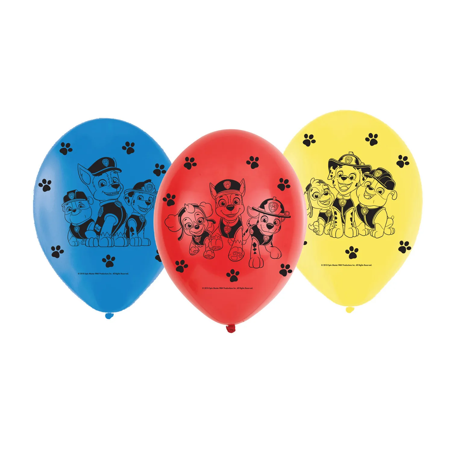 Ballon Pat’Patrouille 23 cm – Bleu/Rouge/Jaune – Lot de 6