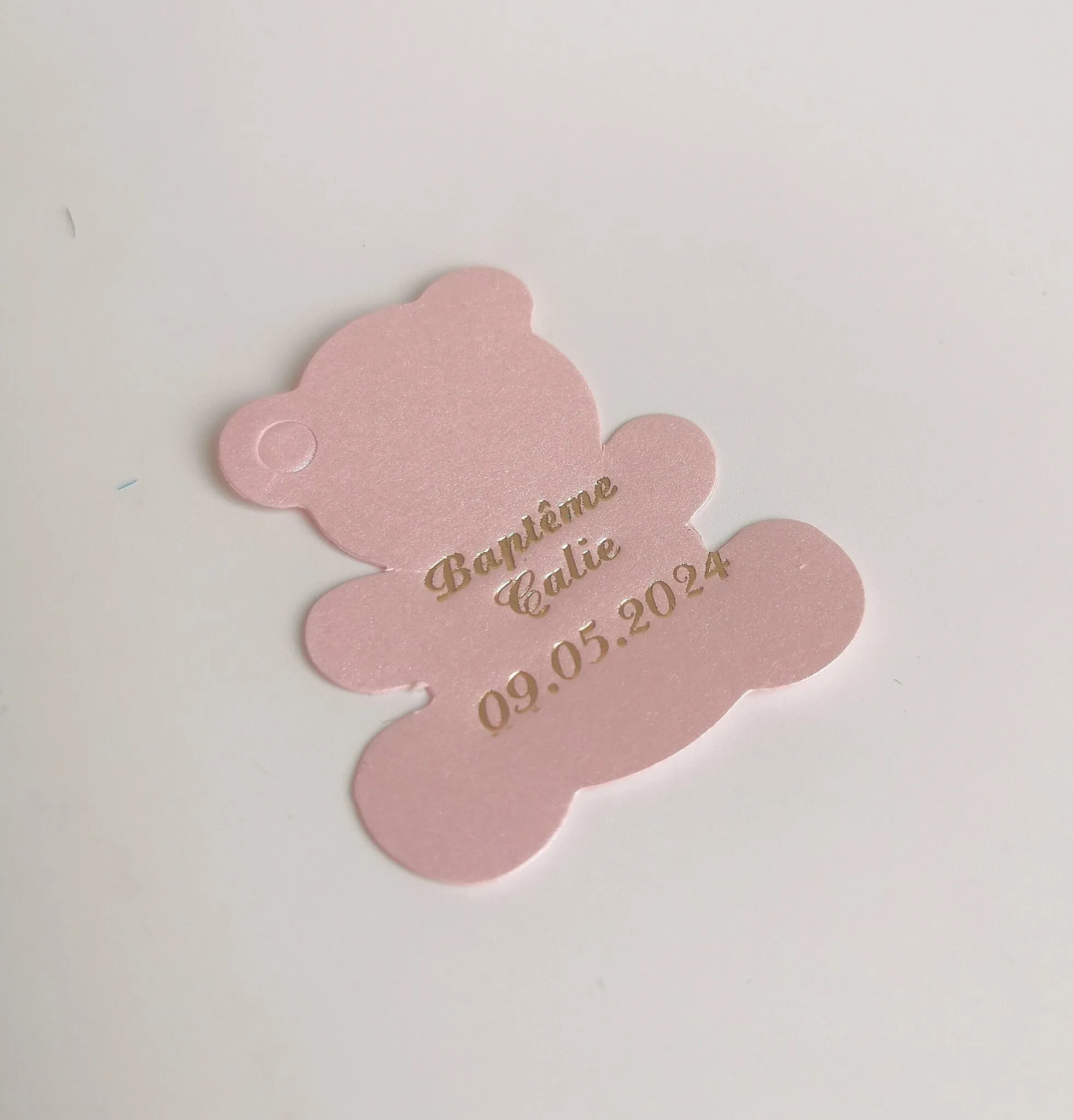 Etiquette dragées – Ourson Rose – Personalisée