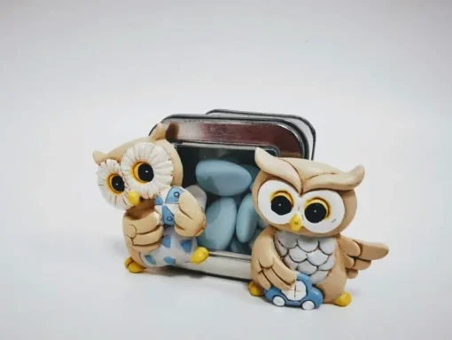 Sujet Baptême – Hibou bleu – Aimanté