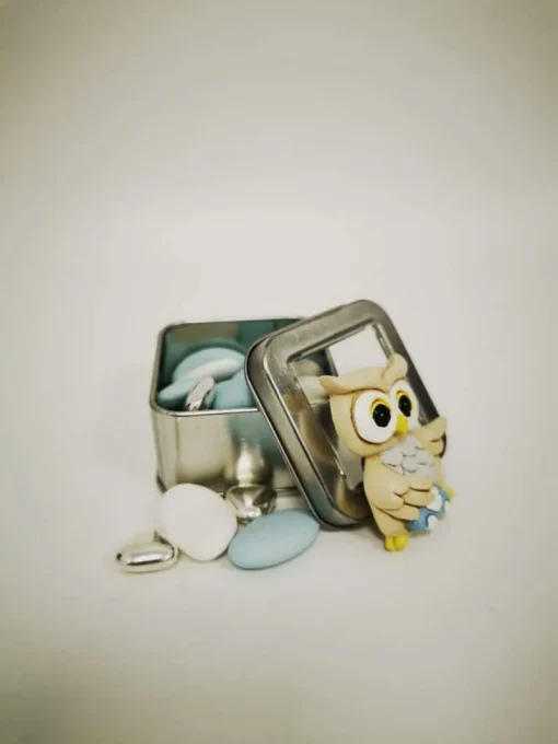 Sujet Baptême – Hibou bleu – Aimanté – Image 3