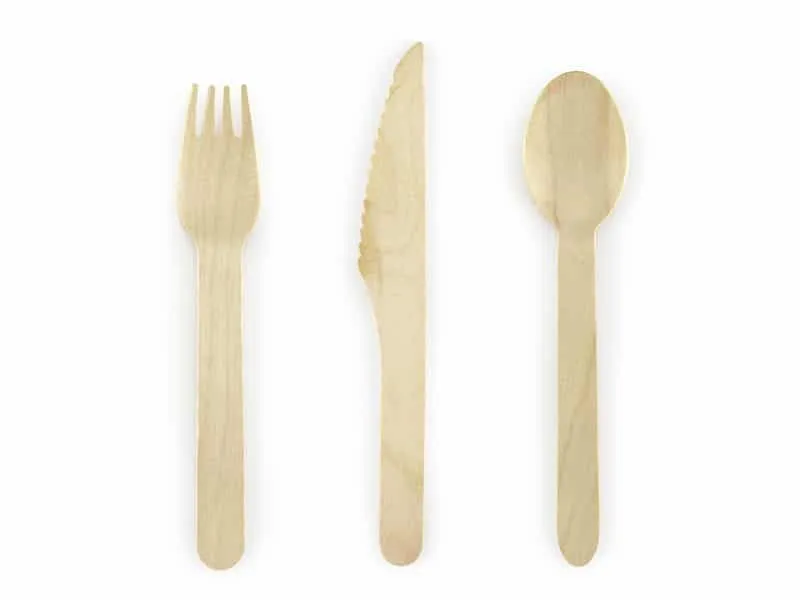Couverts en bois – Naturel – Lot de 18