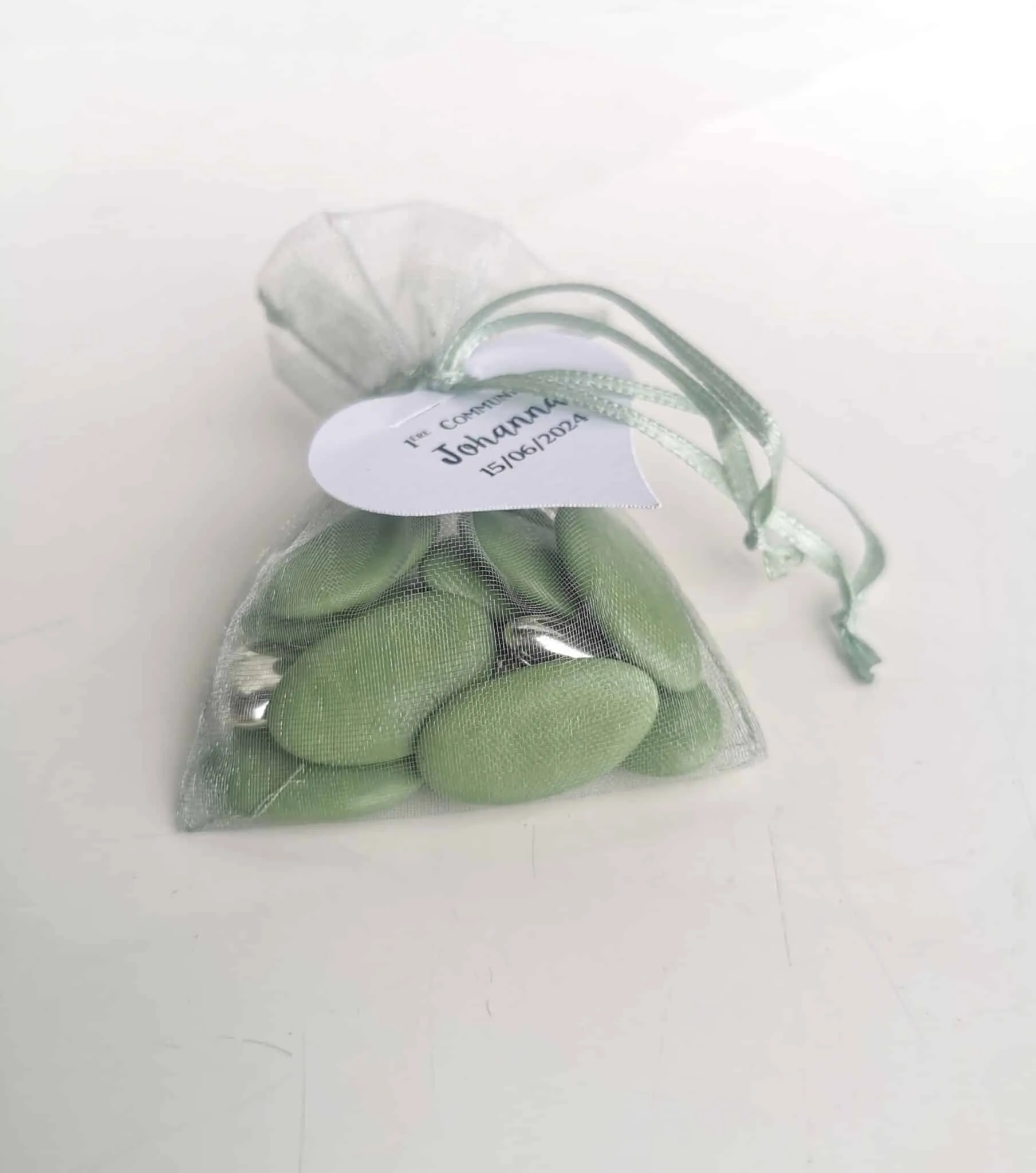 Sac à dragées organza – Eucalyptus – Lot de 10