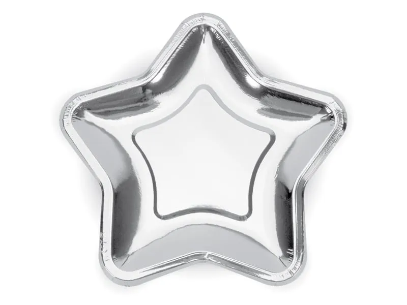 Assiette étoile 23 cm – Argent métallisé – Lot de 6