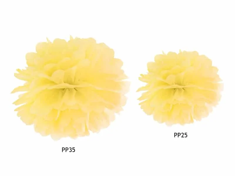 Pompon papier de soie – Jaune – 25 cm
